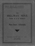 Hillman Minx MkIII&IV Man-hour Schedule - January 1950 small